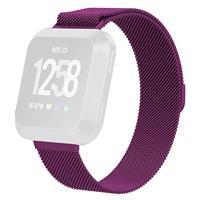 By Qubix - Compatible met Fitbit Versa 1/2 & Lite milanese bandje - Maat: Large - Paars - Compatible fitbit bandje