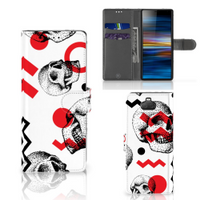 Telefoonhoesje met Naam Sony Xperia 10 Skull Red