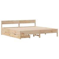 vidaXL Bedframe met hoofdbord massief grenenhout 180x200 cm, bed, bed ombouw, twijfelaar bed, bedbodem, slaapkamermeubel, 2 persoonsbed