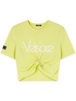 Versace t-shirt crop en coton à logo imprimé - Jaune