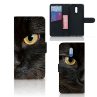 OPPO Reno Telefoonhoesje met Pasjes Zwarte Kat