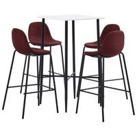 vidaXL 5-delige Barset stof wijnrood