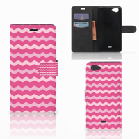 Wiko Pulp Fab 4G Telefoon Hoesje Waves Pink