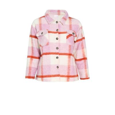 Paprika geruit jasje met wol roze/rood/wit