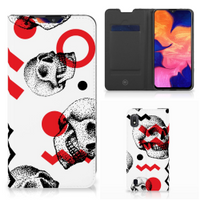 Mobiel BookCase Samsung Galaxy A10 Skull Red