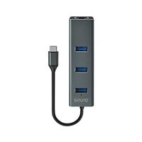 SAVIO USB Hub USB C verdeler - USB C adapter - 3 x USB C Hub - USB Adapter - USB-C Hub - Adapter USB C Switch - USB hubs - 1 x USB LAN-poort - USB C Hub - USB Multiport