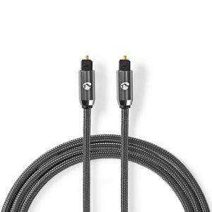 Optische Audiokabel | TosLink Male | TosLink Male | 5.00 m | Rond | Gevlochten | Gun Metal Grijs | C