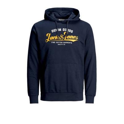 JACK & JONES ESSENTIALS hoodie met logo donkerblauw