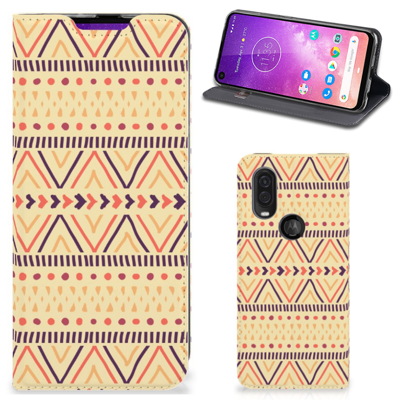 Motorola One Vision Hoesje met Magneet Aztec Yellow