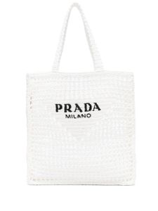 Prada sac porté épaule à logo brodé - Blanc