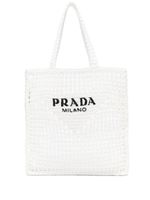 Prada sac porté épaule à logo brodé - Blanc - thumbnail