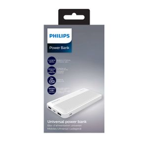 PHILIPS Powerbank 10.000 mAh DLP7719N/04 - 2 USB-A - Micro-USB en USB-C - Wit