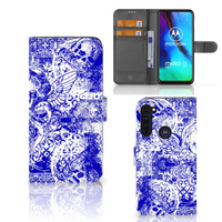 Telefoonhoesje met Naam Motorola Moto G Pro Angel Skull Blauw - thumbnail