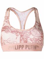 Philipp Plein soutien-gorge imprimé à bande logo - Orange