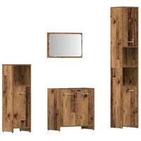 vidaXL 4-delige Badkamermeubelset bewerkt hout oud houtkleurig