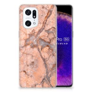 OPPO Find X5 Pro TPU Siliconen Hoesje Marmer Oranje