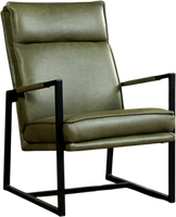 Olijfgroene leren industriële design fauteuil Square - Vintage Leer Olive (olijfgroen leer)