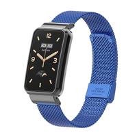 By Qubix - Milanese bandje met case - Blauw - Xiaomi Smart band 7 Pro