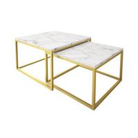 Meubella Salontafel Seville - Wit Marmerlook - 70 cm - set van 2