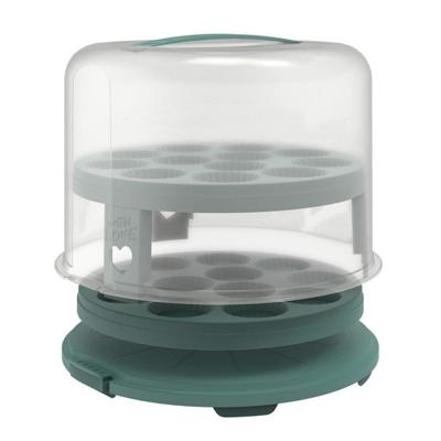 Rotho Fresh Taartdoos XL + Cupcake-Houders 35.5x34.5x26 cm Mistletoe Groen/Transparant