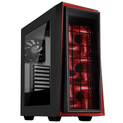 Redline RL06 Pro - Midtowermodel - ATX - geen voeding (ATX) - Zwart/Rood - USB/Audio
