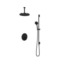 Hotbath Cobber Inbouw Regendoucheset Thermostaatkraan Met 2 Pushbuttons Rond, Plafondbuis 15cm, Hoofddouche 30cm, 3-Standen Handdouche En Glijstang Geborsteld Nikkel