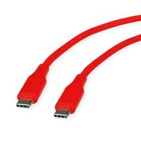 ROLINE USB 2.0 kabel, type C-C, ST/ST, siliconen, 60W, rood, 1 m