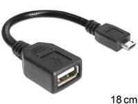 Delock USB-kabel USB 2.0 USB-micro-B stekker, USB-A bus 0.15 m Zwart Met OTG-functie 83293 - thumbnail