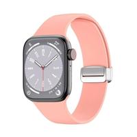 By Qubix - Siliconen bandje - Folding Buckle - Roze - Compatible met Apple Watch 38mm / 40mm / 41mm / 42mm - Compatible Apple watch bandjes