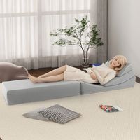 4-In-1 Slaapbank Vloer-Futon-Slaapstoel met Spons met Hoge Dichtheid Afneembare en Wasbare Linnen Hoes Opvouwbare Slaapbank