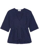 GANNI blouse volantée en seersucker - Bleu