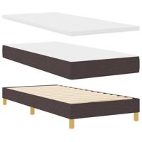 vidaXL Boxspringbed met matras stof donkerbruin 90x200 cm
