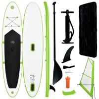 Stand Up Paddleboard opblaasbaar met zeilset groen en wit