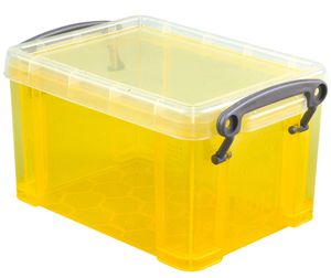 Really Useful Boxes transparante opbergdoos 0,7 l geel tijdschriftenhouder