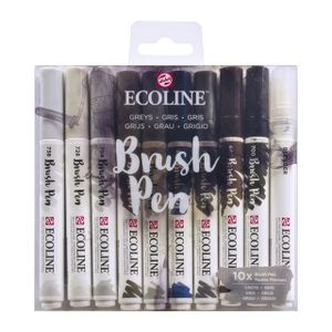 Brushpen Talens Ecoline Grijs blister ÃƒÆ' 10 stuks assorti