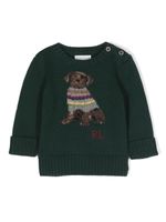 Ralph Lauren Kids pull en coton mélangé à logo intarsia - Vert - thumbnail