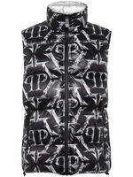 Philipp Plein gilet matelassé à logo imprimé - Noir - thumbnail