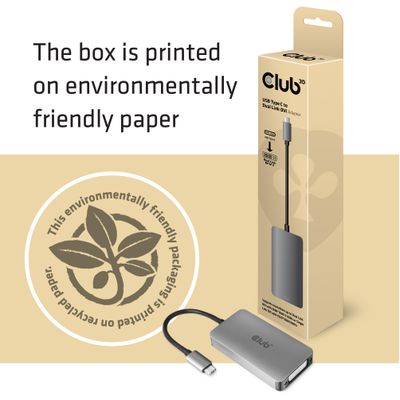 club3D CAC-1510 USB-C / DVI Adapter [1x USB-C stekker - 1x DVI-bus 24+5-polig] Aluminium