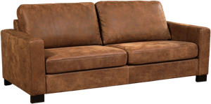 Bruine leren moderne 3-zitsbank Energy - poot hout bruin - Kenia Leer Brown (bruin leer)