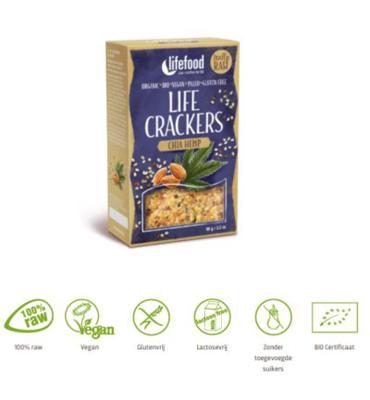 Lifefood Lifefood Life Crackers Chia Hennep Bio (90g) Lifefood Lifefood Life Crackers Chia Hennep Bio (90g)