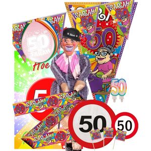 Sarah 50 jaar leeftijd themafeest pakket XL versiering/decoratie