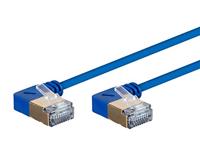 Monoprice SlimRun Cat6A Ethernet-netwerkkabel/snoer - Blauw - 2ft | 90 graden schuin, 36AWG, S/STP