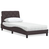 vidaXL Bed met matras stof donkerbruin 80x200 cm