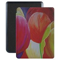 Lunso - Geschikt voor Kobo Nia hoes (6 inch) - Vegan Saffiano Leren sleep cover - Tulpen