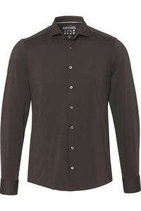 Pure Functional Slim Fit Jersey shirt donkerbruin, Effen