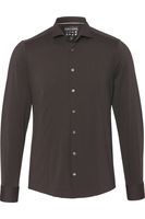 Pure Functional Slim Fit Jersey shirt donkerbruin, Effen - thumbnail