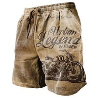 Voor heren Korte broek Zomer korte broeken Strandshorts Trekkoord Elastische taille 3D-afdrukken Grafisch Brief Motor Ademend Zacht Korte Casual Dagelijks Feestdagen Streetwear Hawaii Donker kaki Lightinthebox - thumbnail