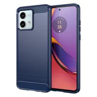 Motorola Moto G84 Geborsteld TPU Hoesje - Koolstofvezel - Blauw - thumbnail