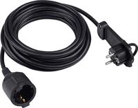 Meister Geaard verlengstuk - extra platte stekker - 5 m kabel - zwart - IP20 binnenruimte/verlengkabel met kinderbeveiliging/Schuko verlenging met platte stekker/stroomkabel / 7432540