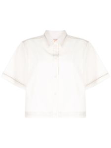 Yves Salomon chemise crop à manches courtes - Blanc